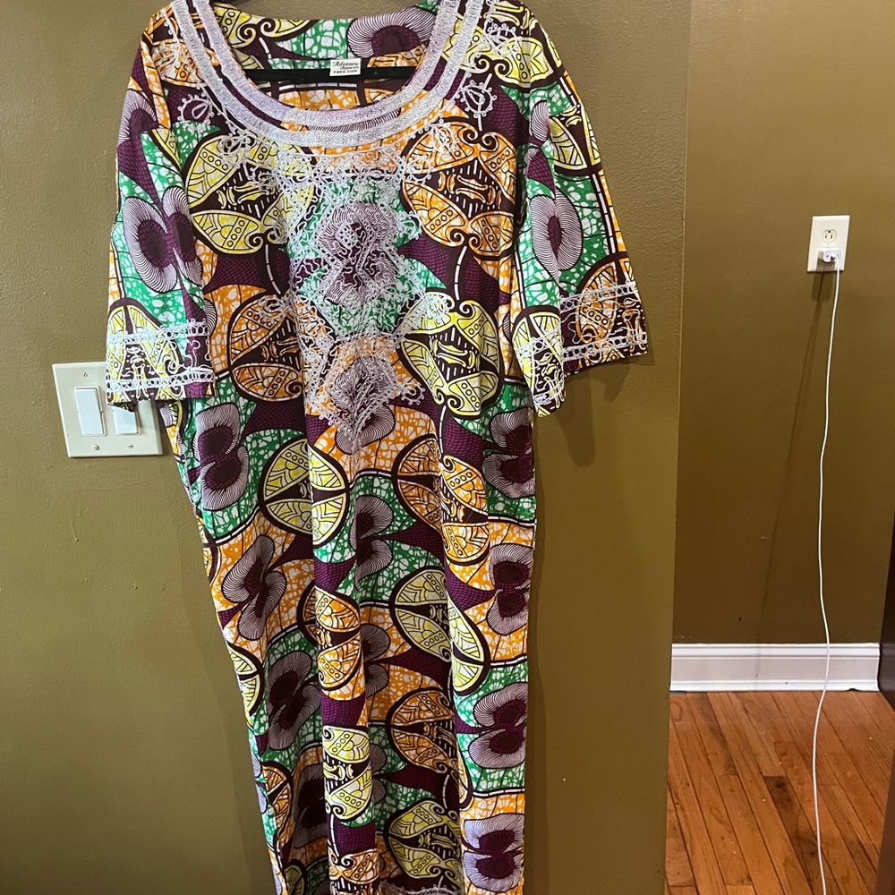 Advance Apparel African print dress with pockets free size - Picture 2 of 10